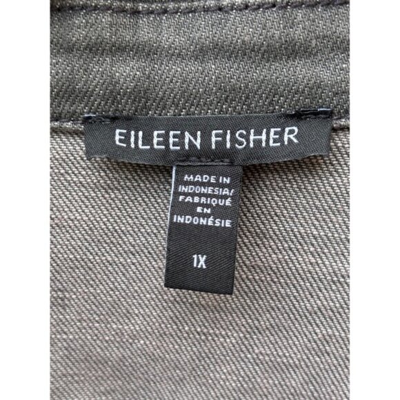 Eileen Fisher Organic Cotton Stretch Jean Jacket Size 1X Black Gray Denim - Picture 3 of 9
